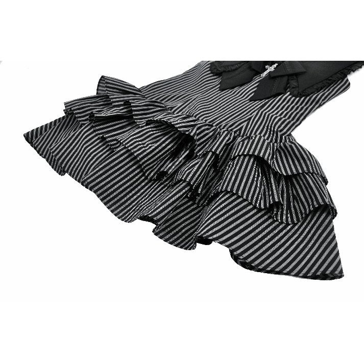 Dark in Love Vintage Striped Ruffle Tier  dress ruffled hem closeup