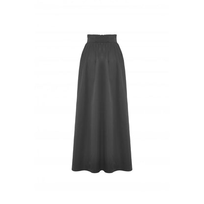 Dark in Love Delora maxi skirt front view black high waist pleated gothic maxi skirt
