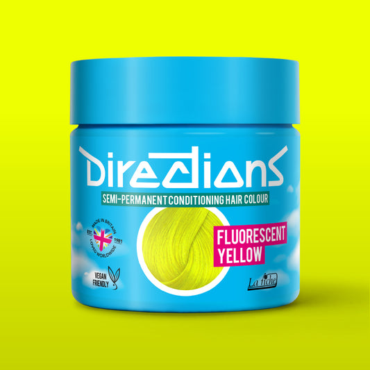 Directions Fluorescent Yellow Hair Dye Pot with matching colour background
