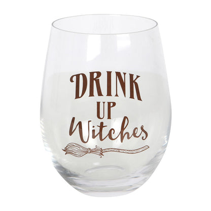 Gothic Gifts Drink Up Witches Stemless Wine Glass - Kate's Clothing