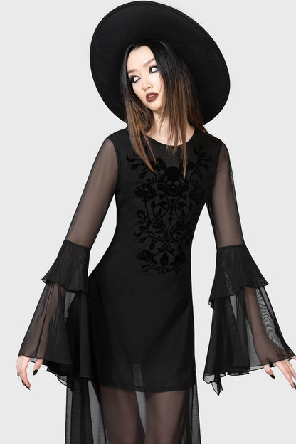 Killstar Elfin Heart Maxi Dress with Flocked Graphics - Kate's Clothing
