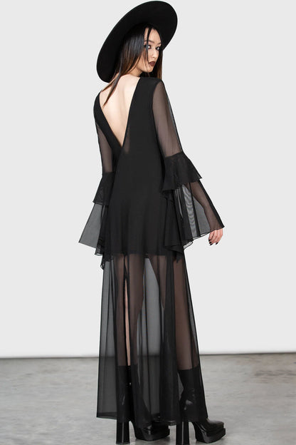 Killstar Elfin Heart Maxi Dress with Flocked Graphics - Kate's Clothing