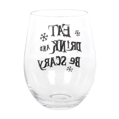 Gothic Gifts Eat, Drink & Be Scary Stemless Wine Glass - Kate's Clothing