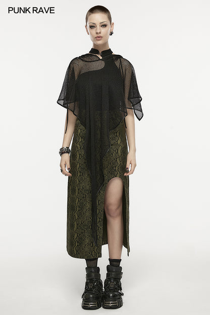 Punk Rave Elswyth Hooded Mesh Cape - Kate's Clothing