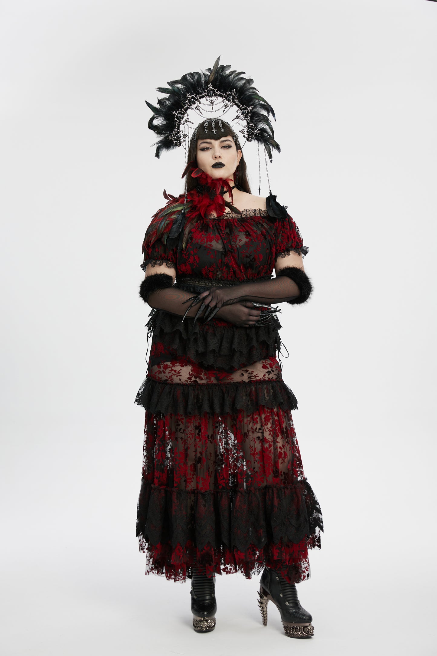 Punk Rave Fluffy Goth Gloves