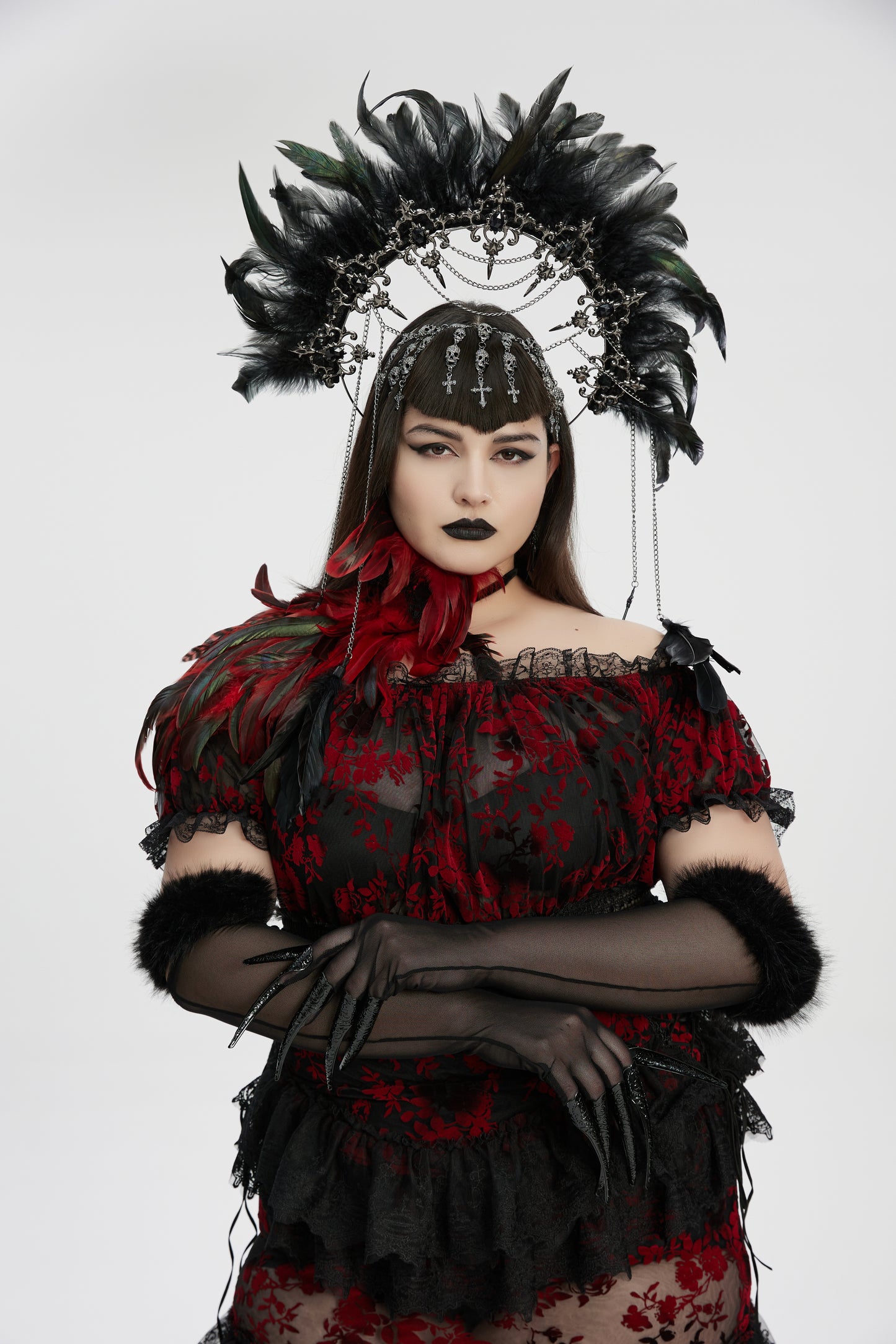 Punk Rave Fluffy Goth Gloves