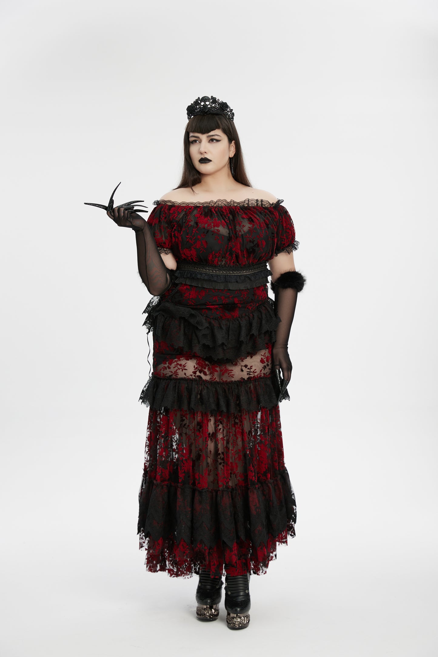 Punk Rave Fluffy Goth Gloves