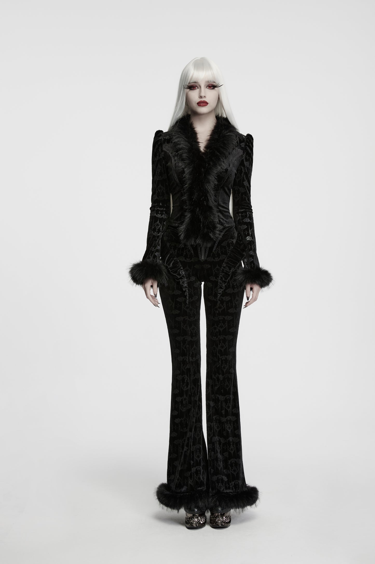 Punk Rave Carmilla Embossed Bat Faux Fur Shirt
