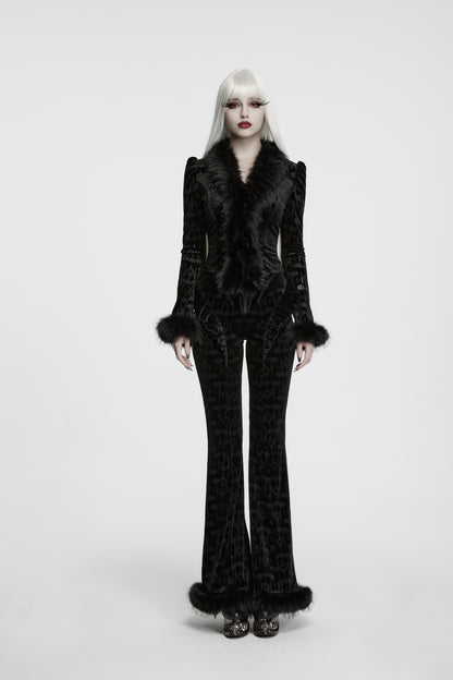 Punk Rave Carmilla Embossed Bat Faux Fur Shirt