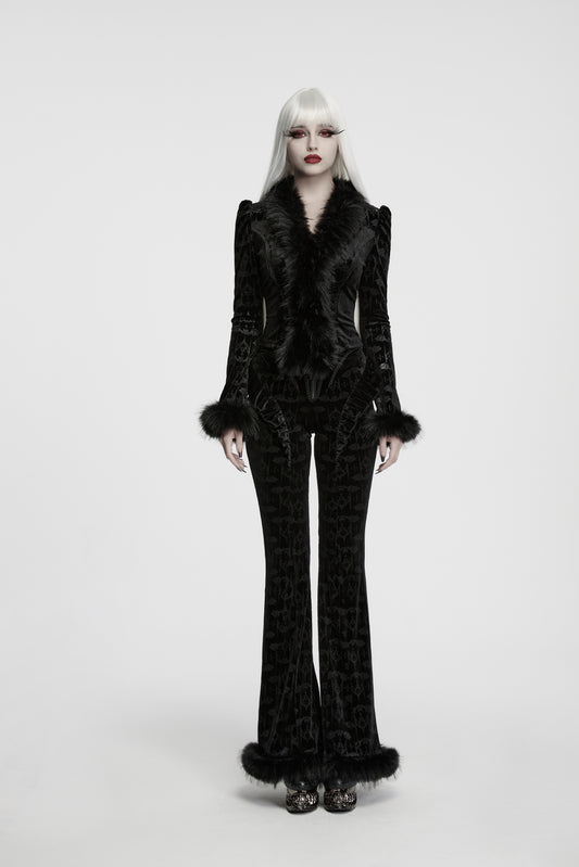 Punk Rave Carmilla Embossed Bat Faux Fur Shirt