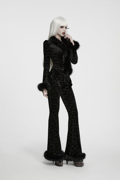 Punk Rave Carmilla Embossed Bat Faux Fur Shirt