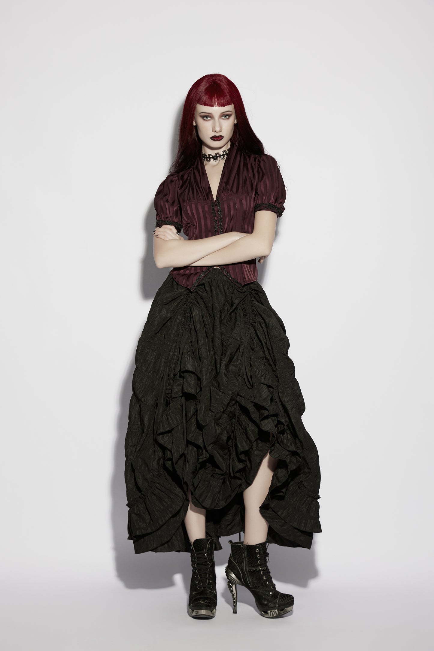 Punk Rave Morrigan Goth Pleated Retro Skirt