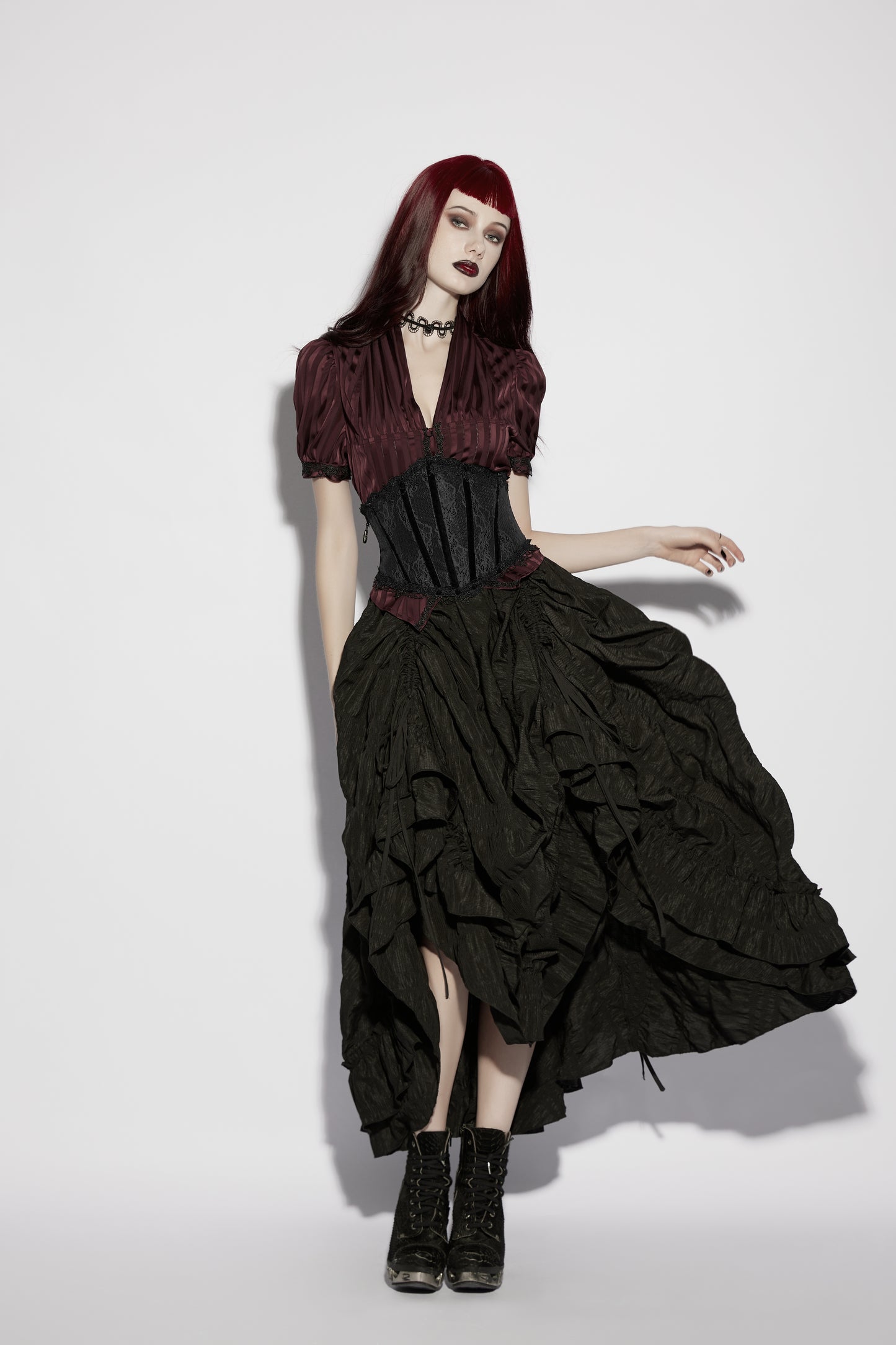 Punk Rave Morrigan Goth Pleated Retro Skirt