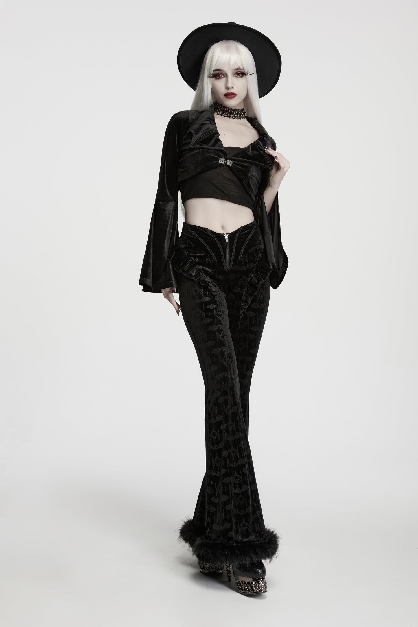 Punk Rave Vespera Bat Flared Trousers
