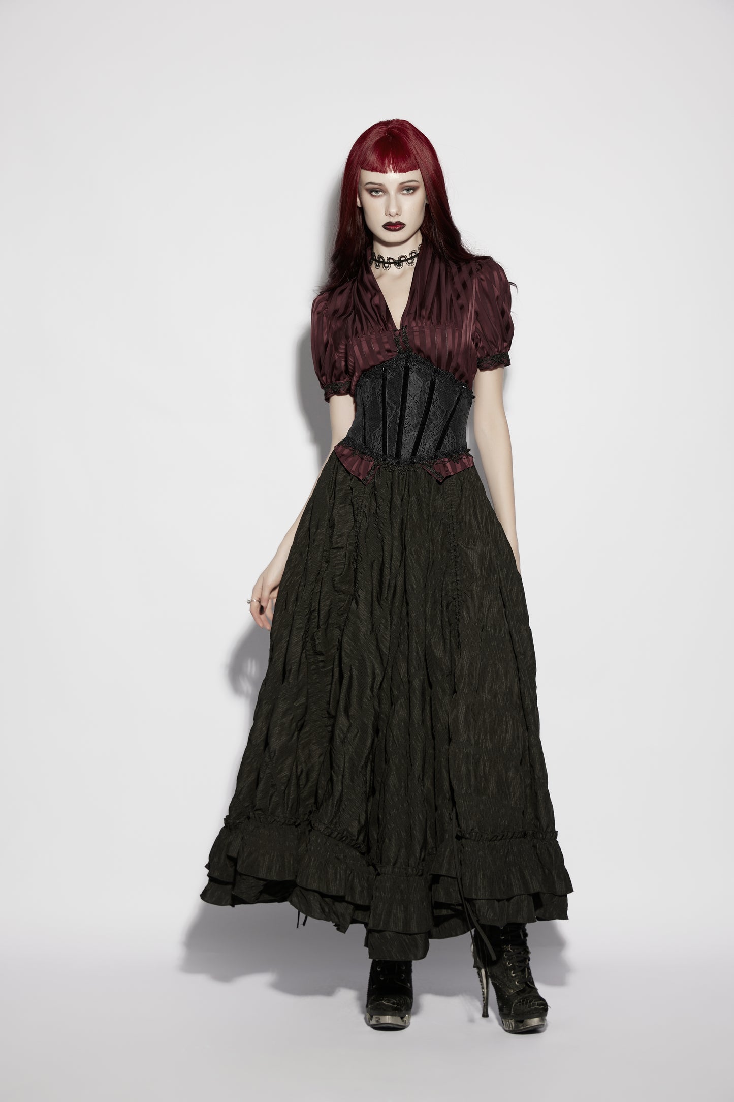 Punk Rave Morrigan Goth Pleated Retro Skirt