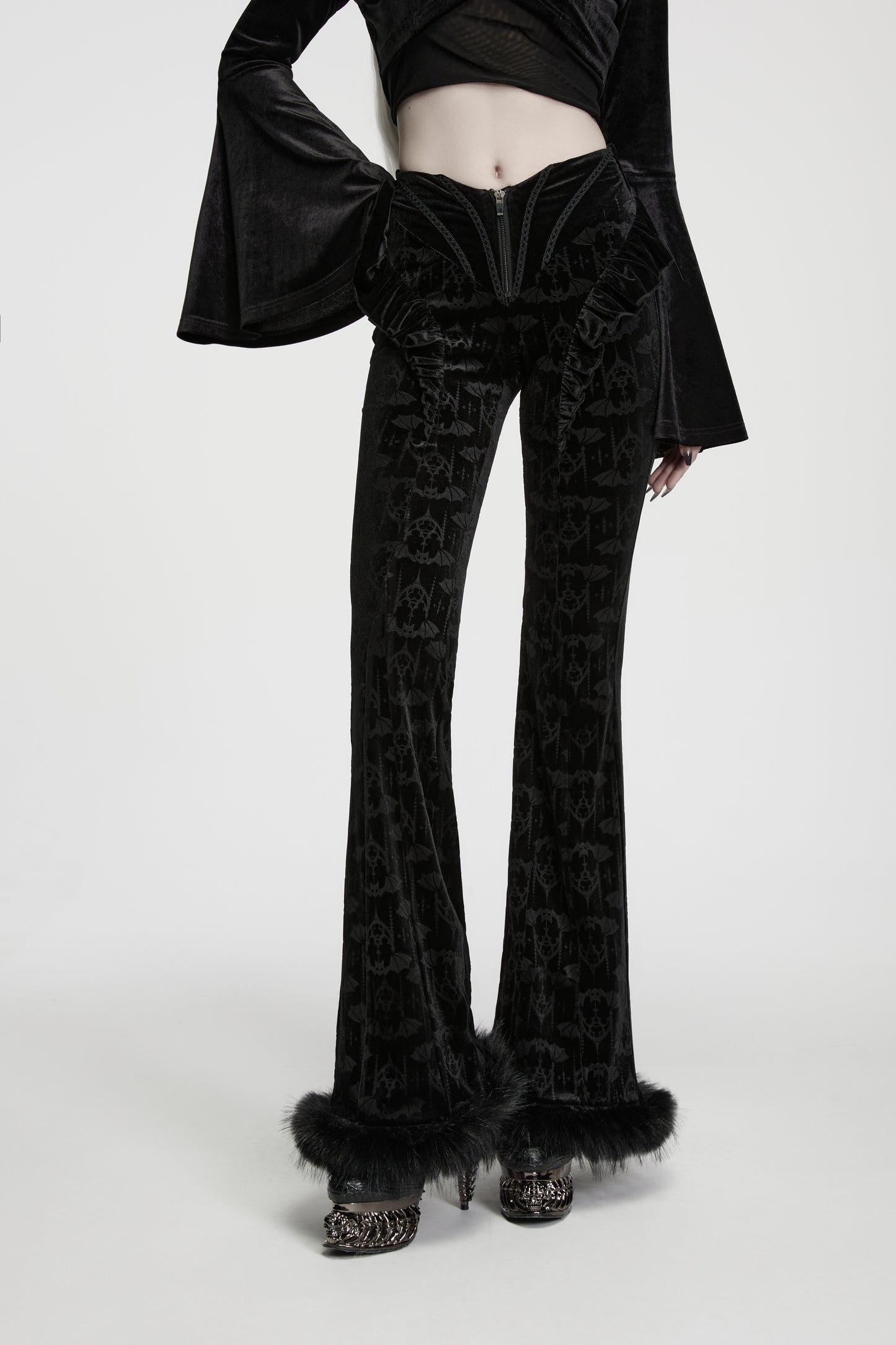 Punk Rave Vespera Bat Flared Trousers