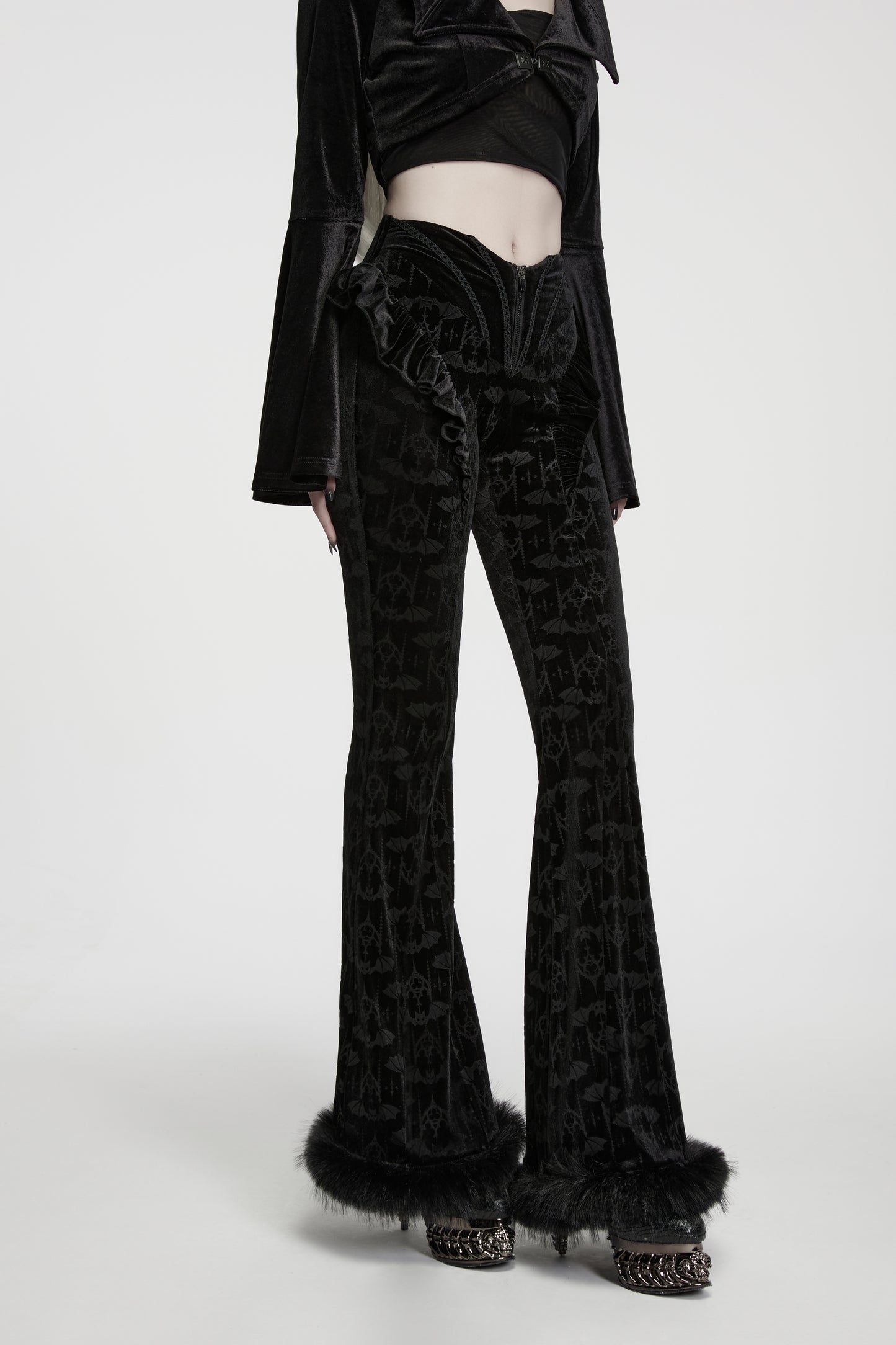 Punk Rave Vespera Bat Flared Trousers