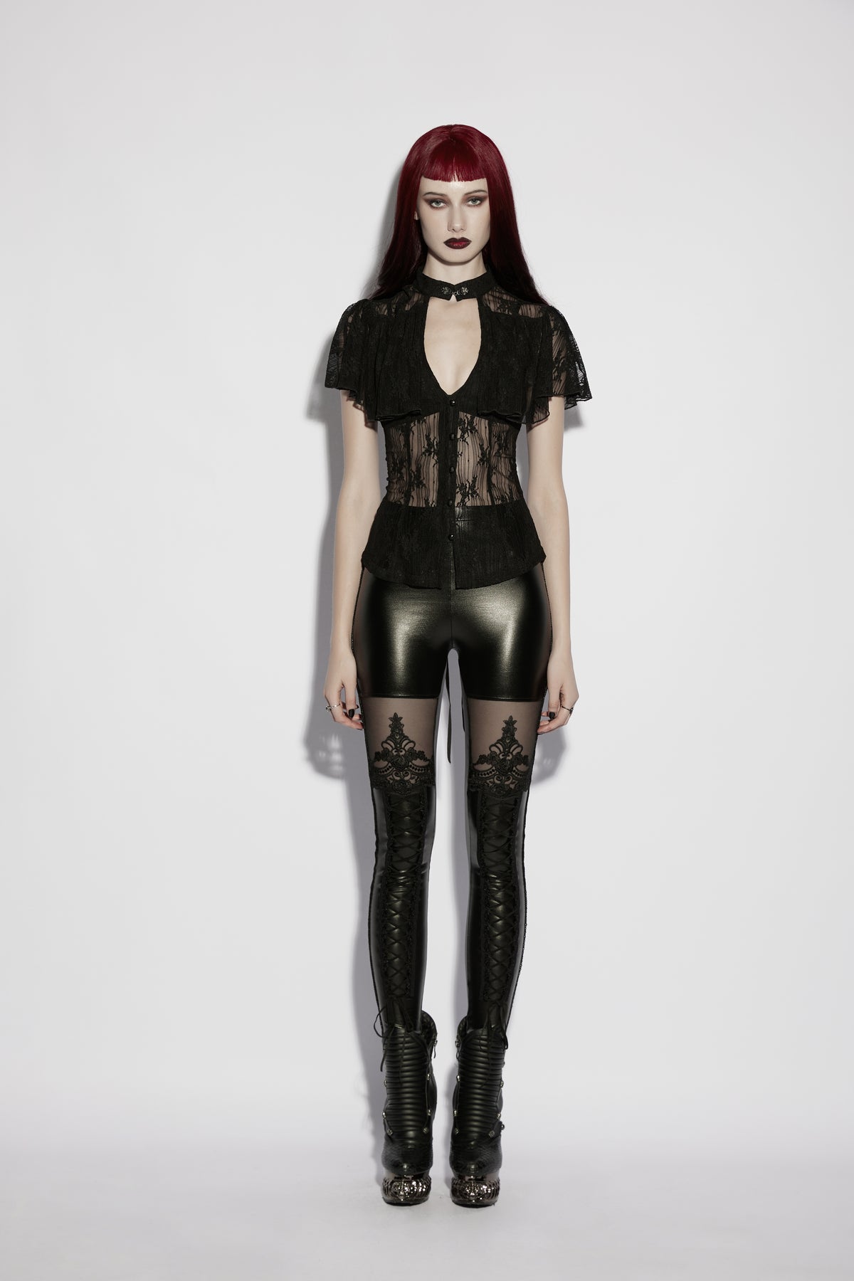 Punk Rave Hecate Faux Leather Mesh Leggings