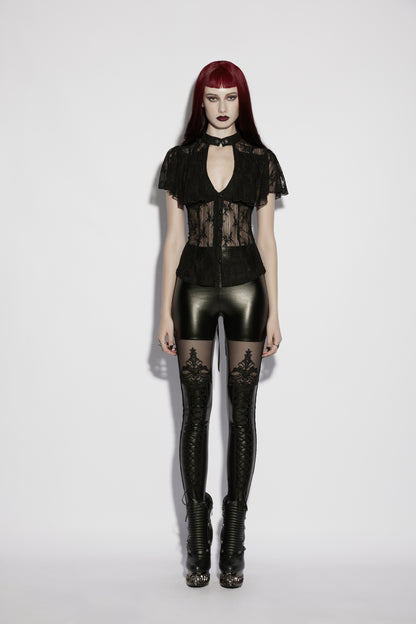 Punk Rave Hecate Faux Leather Mesh Leggings