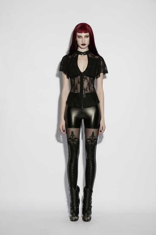 Punk Rave Hecate Faux Leather Mesh Leggings