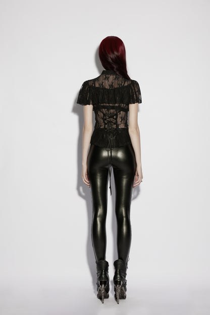 Punk Rave Hecate Faux Leather Mesh Leggings
