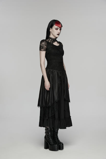 Goth Layered Skirt - Punk Rave Morrigan Forest Skirt