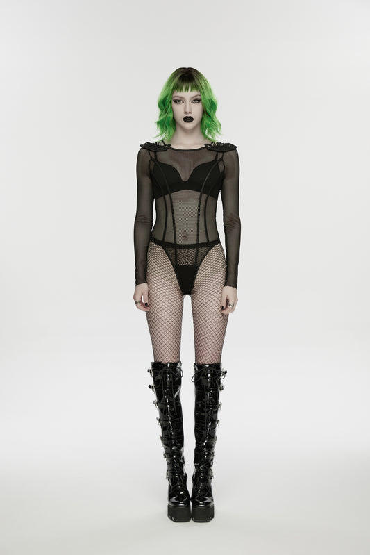 Punk Rave Cyberpunk Armor Mesh Bodysuit
