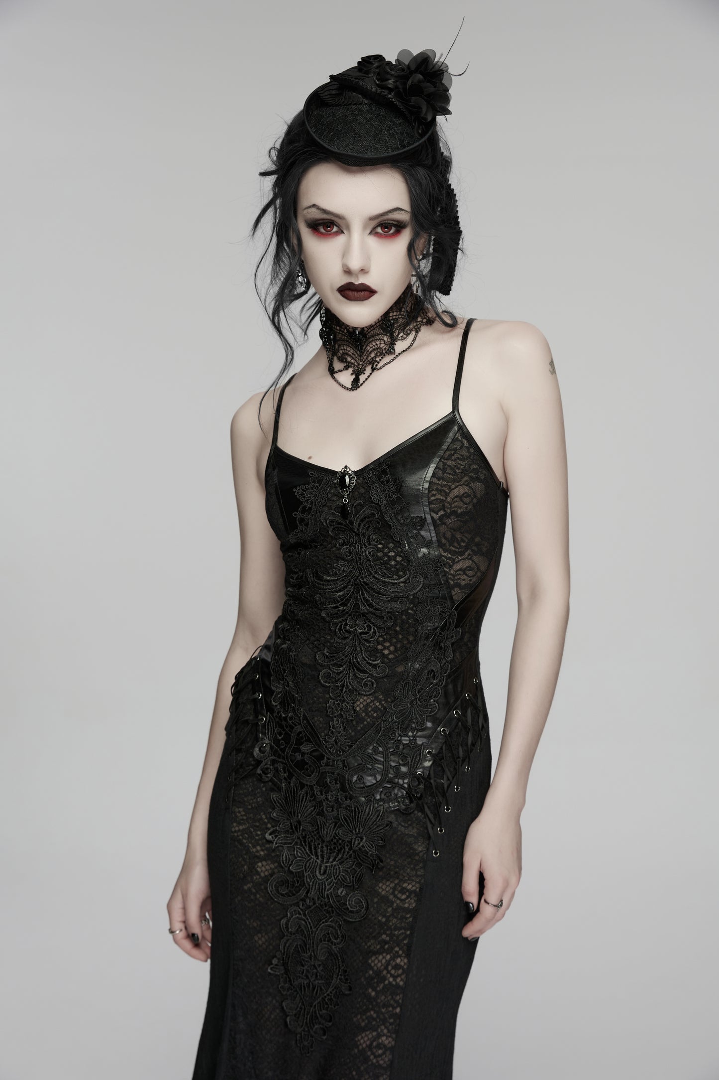 Punk Rave  Goth Rose Ribbon Formal Hat