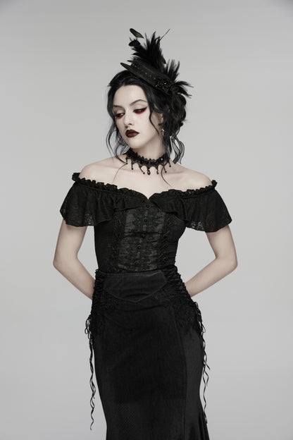 Punk Rave Goth Feather Ribbon Formal Hat