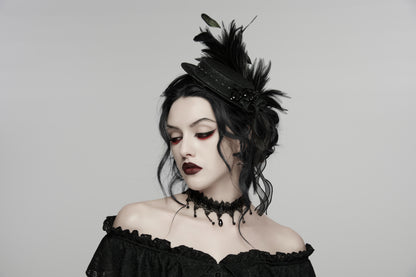 Punk Rave Goth Feather Ribbon Formal Hat