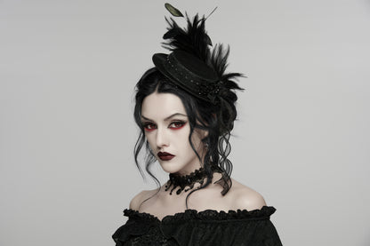 Punk Rave Goth Feather Ribbon Formal Hat