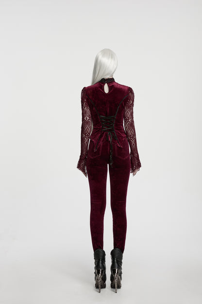 Punk Rave Isolde Embroidered Velvet Leggings