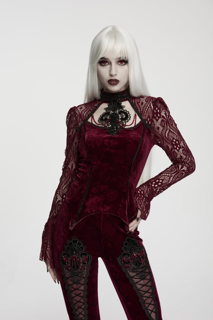 Punk Rave Isolde Embroidered Velvet Top