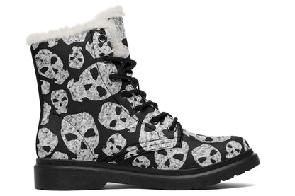 ANTIBrand Ashes to Ashes Fleece Lined Boots – Black & White Skulls