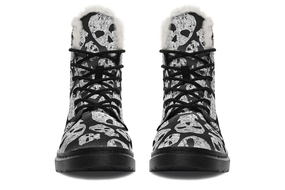 ANTIBrand Ashes to Ashes Fleece Lined Boots – Black & White Skulls