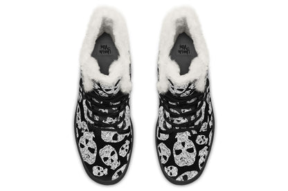 ANTIBrand Ashes to Ashes Fleece Lined Boots – Black & White Skulls