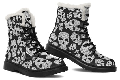 ANTIBrand Ashes to Ashes Fleece Lined Boots – Black & White Skulls