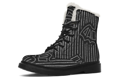 ANTIBrand Big Bat Haus Pinstripe Fleece Lined Boots – Black & White