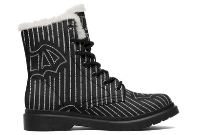 ANTIBrand Big Bat Haus Pinstripe Fleece Lined Boots – Black & White