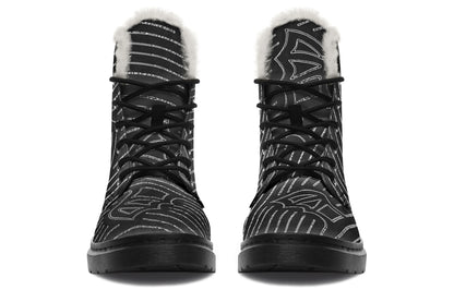 ANTIBrand Big Bat Haus Pinstripe Fleece Lined Boots – Black & White