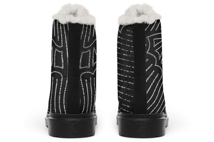 ANTIBrand Big Bat Haus Pinstripe Fleece Lined Boots – Black & White