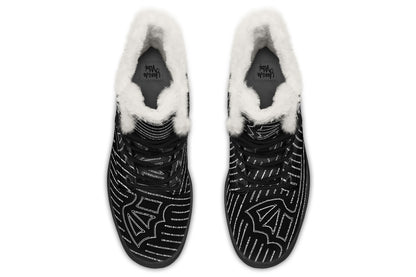 ANTIBrand Big Bat Haus Pinstripe Fleece Lined Boots – Black & White