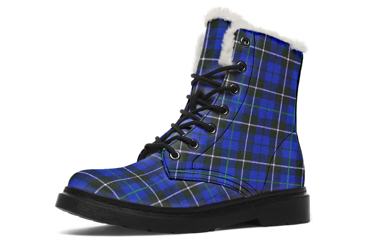 ANTIBrand – Blue Tartan Fleece Lined Boots