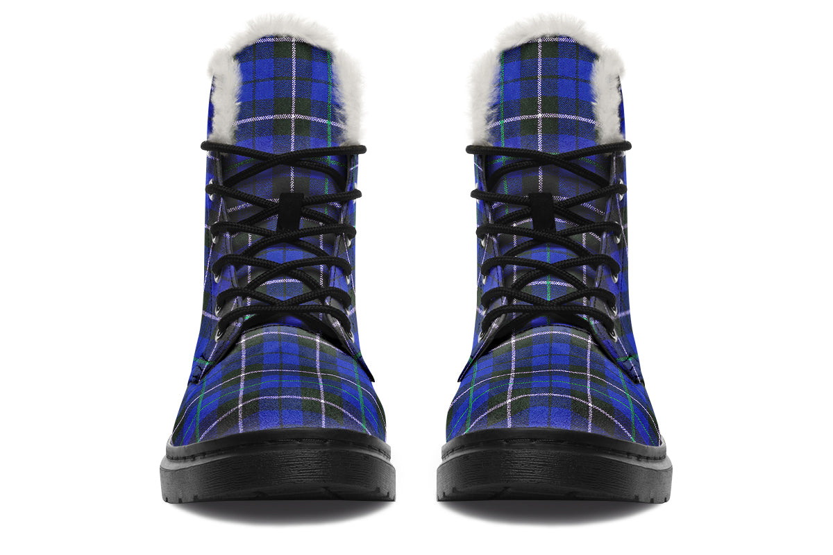 ANTIBrand – Blue Tartan Fleece Lined Boots