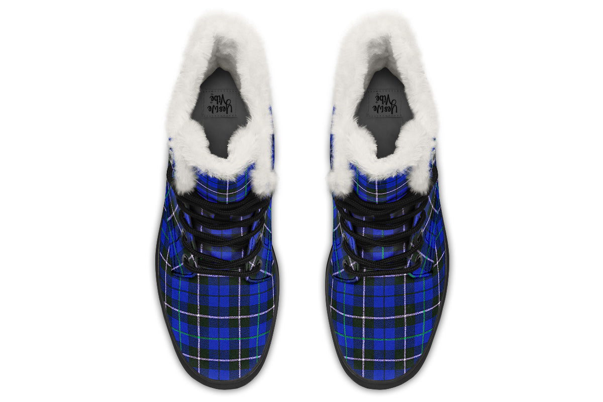 ANTIBrand – Blue Tartan Fleece Lined Boots