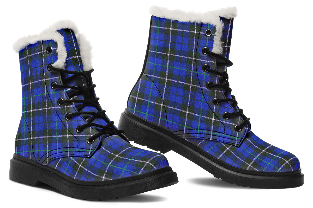 ANTIBrand – Blue Tartan Fleece Lined Boots