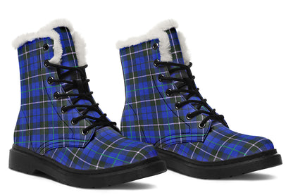 ANTIBrand – Blue Tartan Fleece Lined Boots