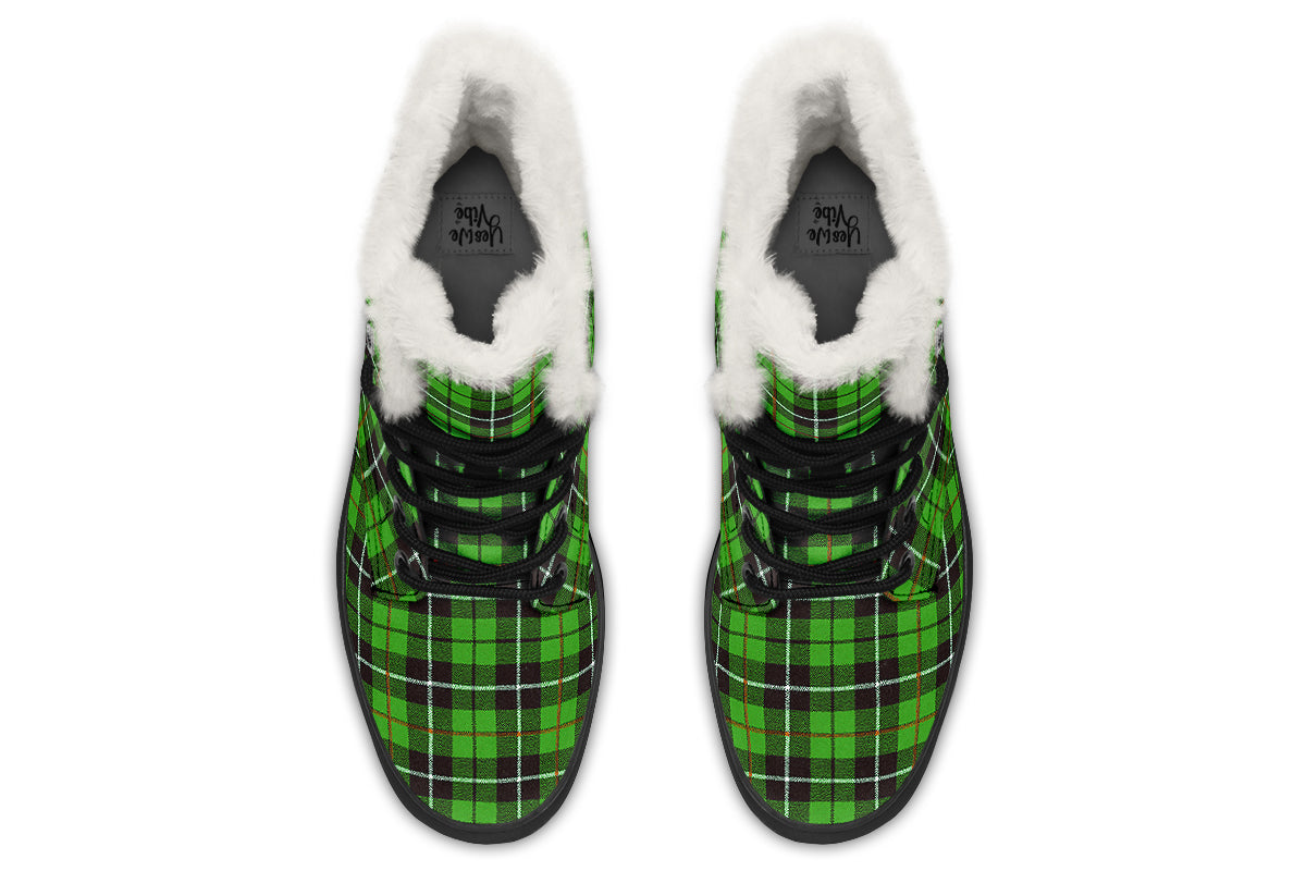 ANTIBrand – Green Tartan Fleece Lined Boots