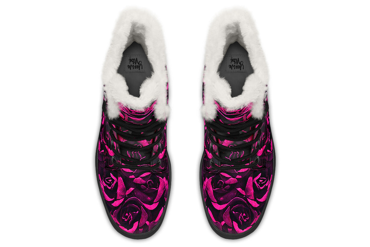ANTIBrand – Magenta Roses Fleece Lined Boots
