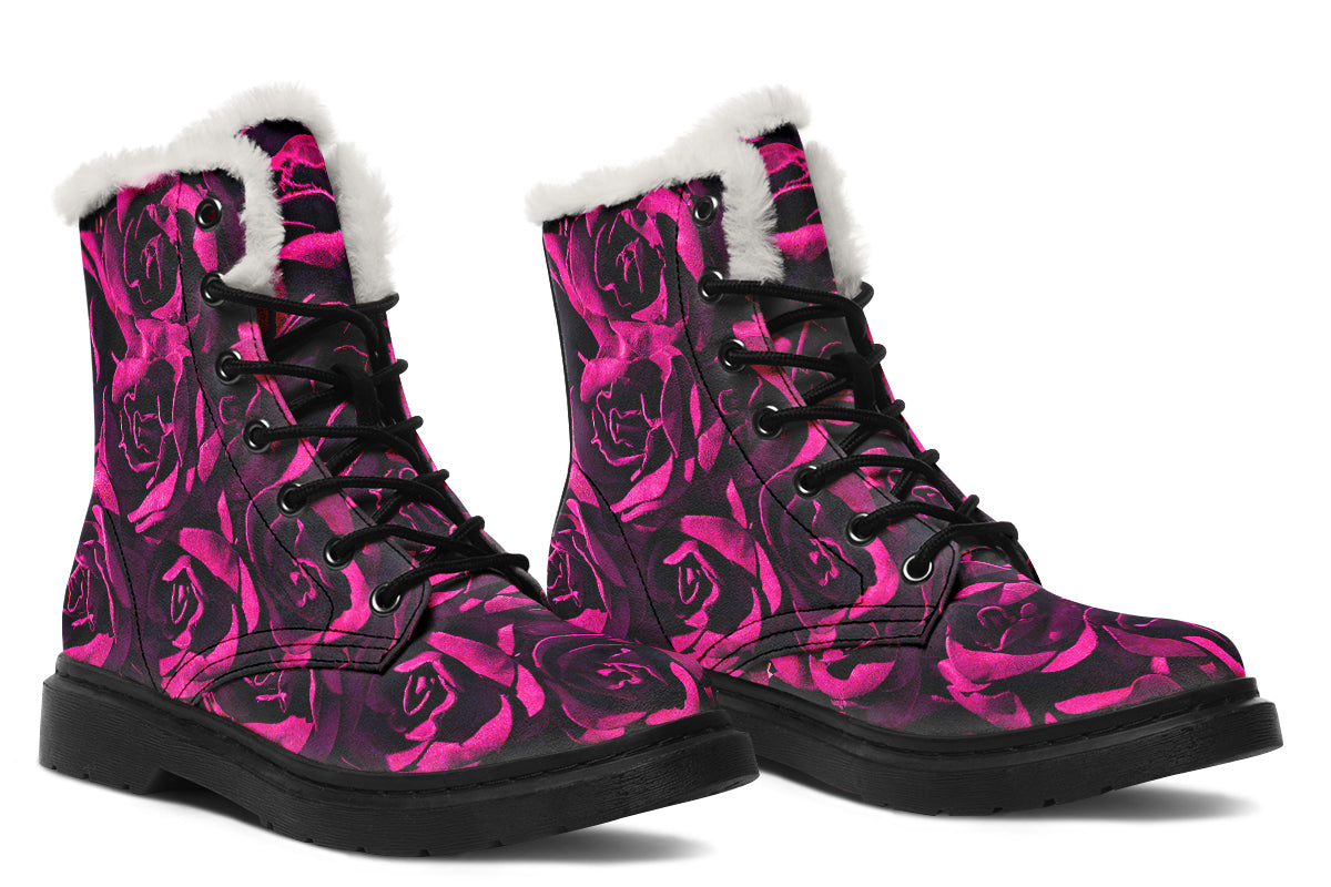 ANTIBrand – Magenta Roses Fleece Lined Boots